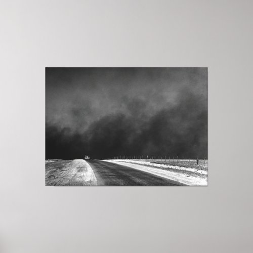 Car Driving The Texas Panhandle in the Dust Bowl Canvas Print