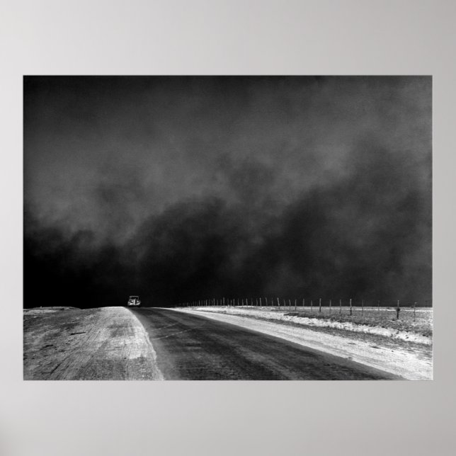 Car Driving The Texas Panhandle in the Dust Bowl Poster (Front)