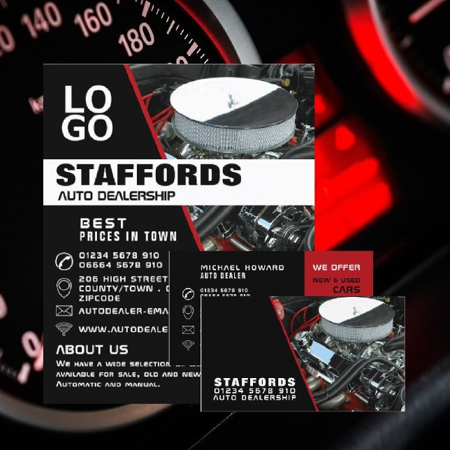 Car Engine, Auto Dealer Business Card (Creator Uploaded)