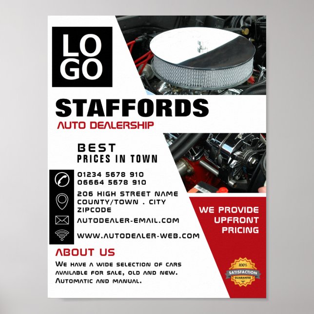 Car Engine, Auto Dealership Advertising Poster (Front)