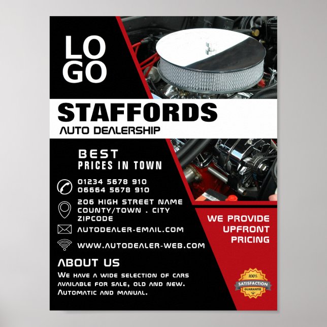 Car Engine, Auto Dealership Advertising Poster (Front)