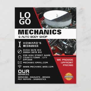 Car Engine, Auto Mechanic & Repairs Advertising Flyer