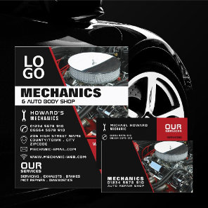 Car Engine, Auto Mechanic & Repairs Business Card