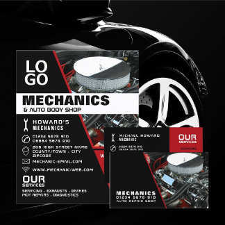 Car Engine, Auto Mechanic & Repairs Business Card