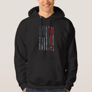 Car Enthusiast American Flag Piston Muscle Car Car Hoodie