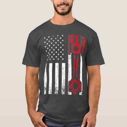 Car Enthusiast _ American Flag Piston Muscle Car G T_Shirt