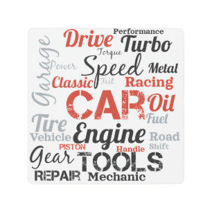 Car Enthusiast Word Cloud Metal Print