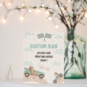 Car Fast Race Baby Shower Custom Sign