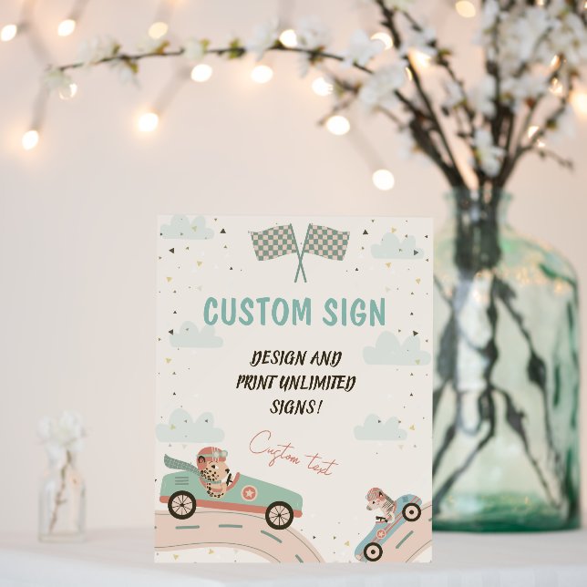 Car Fast Race Baby Shower Custom Sign (In Situ (Wedding))