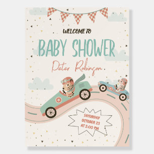 Car Fast Race Baby Shower Welcome Sign
