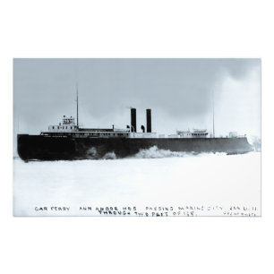 Car ferry Ann Arbor passing Marine City 1910 Photo Print