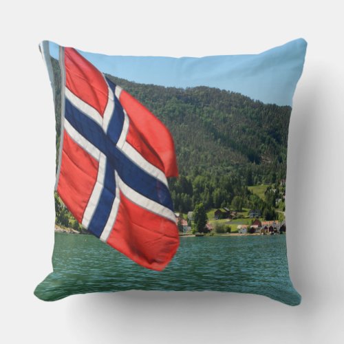 Car ferry in Norway throw pillow