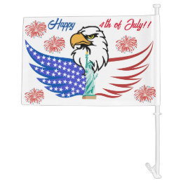 Car Flags -4th Of July