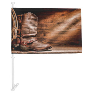 Car Flags Cowboy Boots Barn Wood Rustic Country Ro
