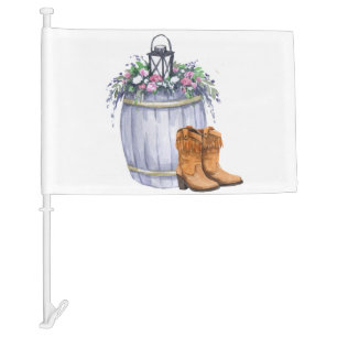 Car Flags Summer Country Wedding Rustic Watercolor