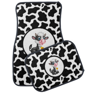 Car Floor Mat Full Set-Cow Print