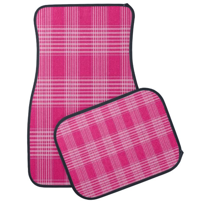 Car Floor Mat Pink Plaid (Set)