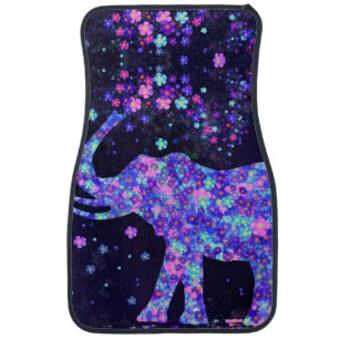 Car Floor Mats with Floral Elephant