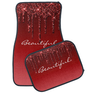 Car Floor Mats - (Your Text) Glitter Wine