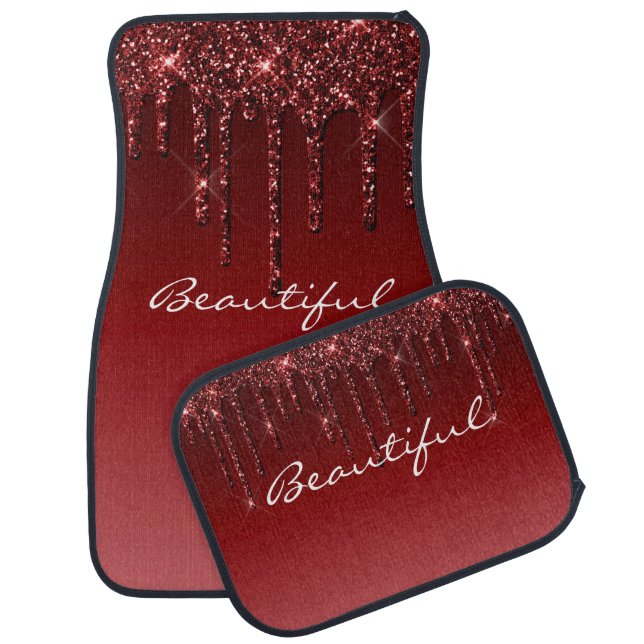 Car Floor Mats - (Your Text) Glitter Wine (Set)