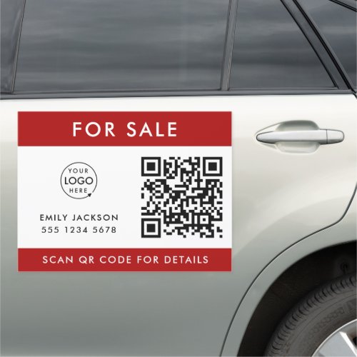 Car for Sale  Dealership Logo Red QR Code Car Magnet