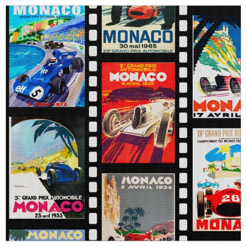 Car Formula Grand Prix Monaco Race Vintage pattern Fabric