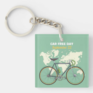 Car Free Day September 22 Bicycle Keychain