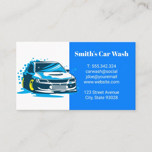 Car Getting Cleaned | Washing Business Card (Front)