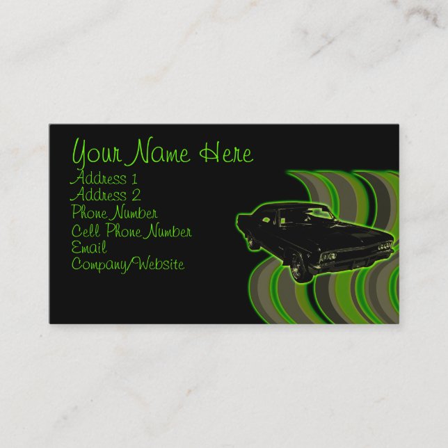 Car - Green & Black Business Card (Front)
