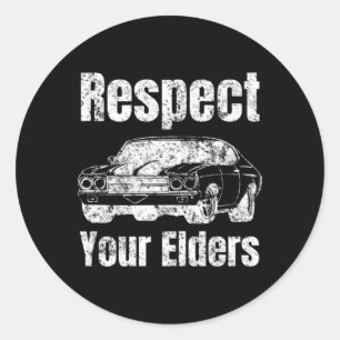 Car Guy Respect Your Elders Muscle Car Classic Round Sticker