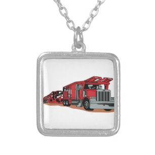 Car Hauler Silver Plated Necklace