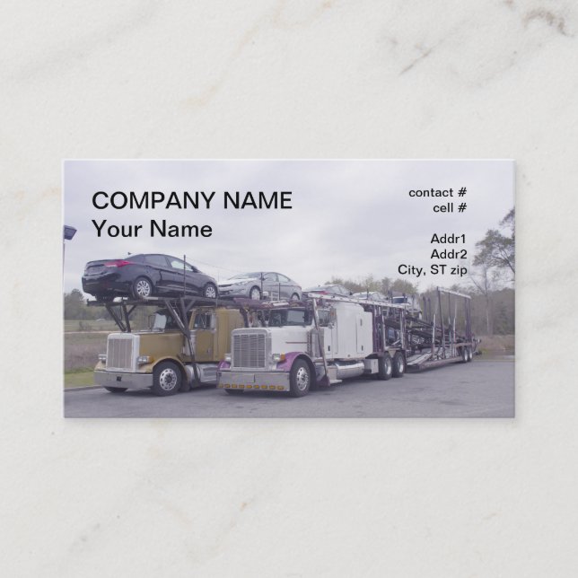 car hauler transport business card (Front)