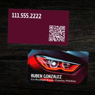 Car Headlight Restoration Detailing QR Business Card