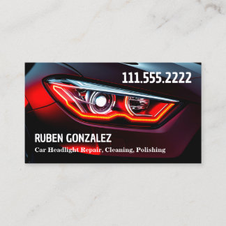 Car Headlight Restoration One-Sided Business Card