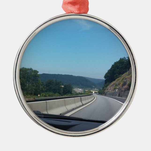 Car Holiday Mountains Europe Austria Photography Metal Ornament (Front)