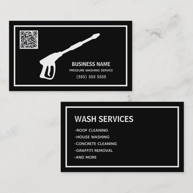 Car & House Power Wash Scan QR Business Card (Front/Back)