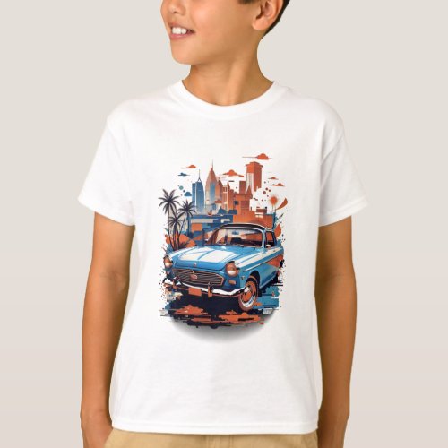 Car in City Design _ Fun and Stylish Tee for Kids