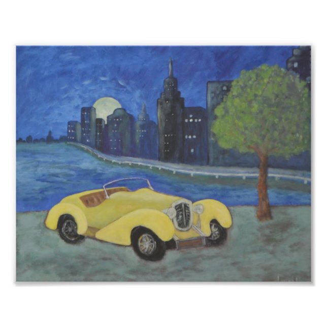 Car In City Painting Photo Print (Front)