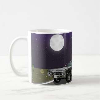 Car in desert night coffee mug