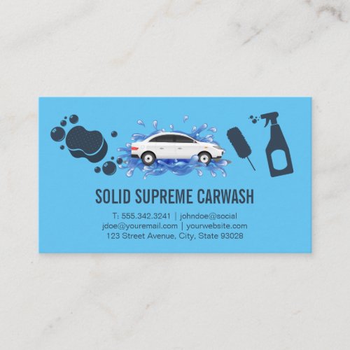 Car in Water  Cleaning Supplies Business Card