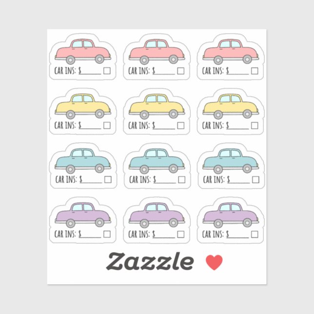 Car Insurance Bill Reminder Labels Budget Planner (Sheet)