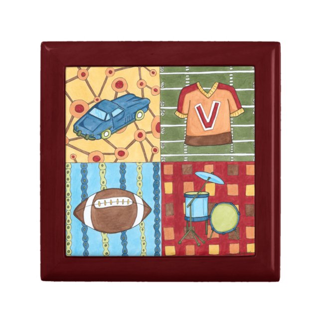 Car, Jersey, Football and Drum Kit Jewelry Box (Front)