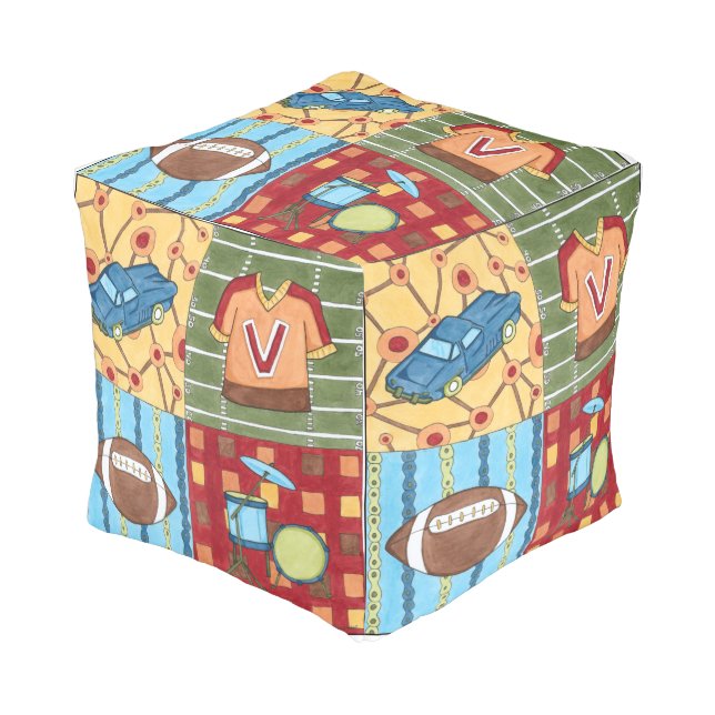 Car, Jersey, Football and Drum Kit Pouf (Angled Front)