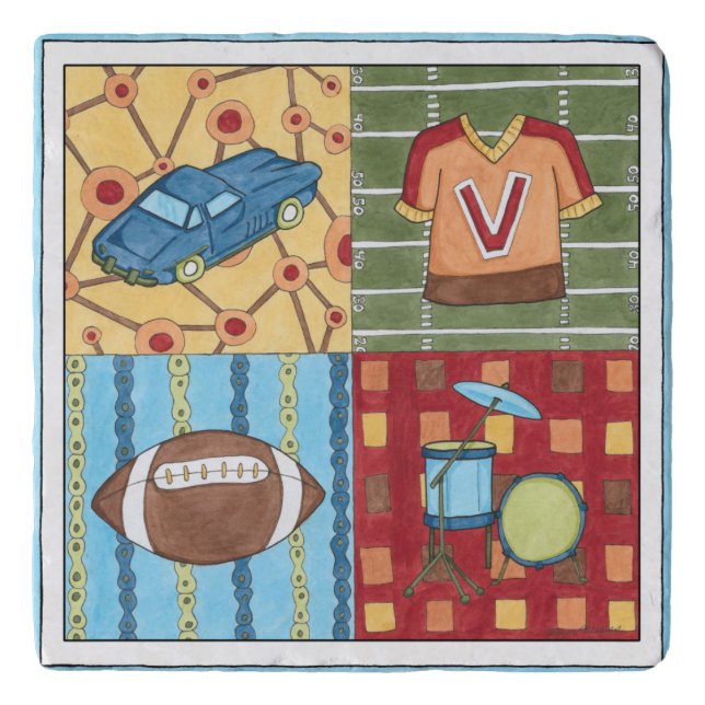 Car, Jersey, Football and Drum Kit Trivet (Front)