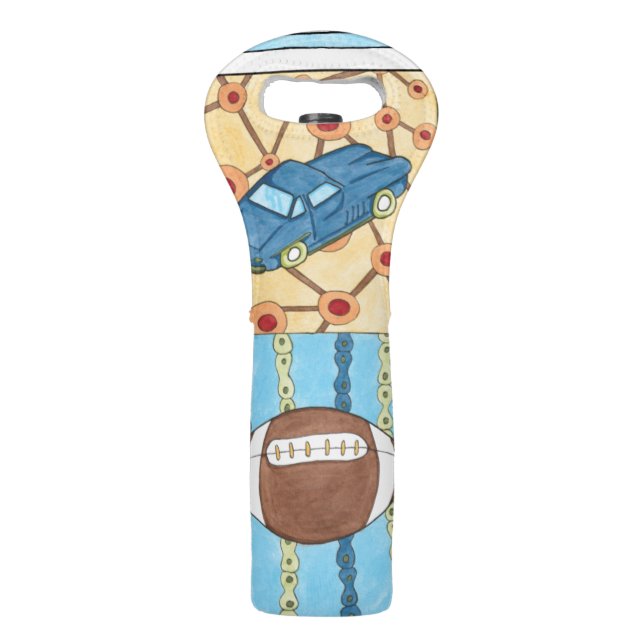 Car, Jersey, Football and Drum Kit Wine Bag (Back)