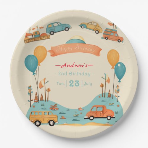 Car kids birthday theme  paper plates