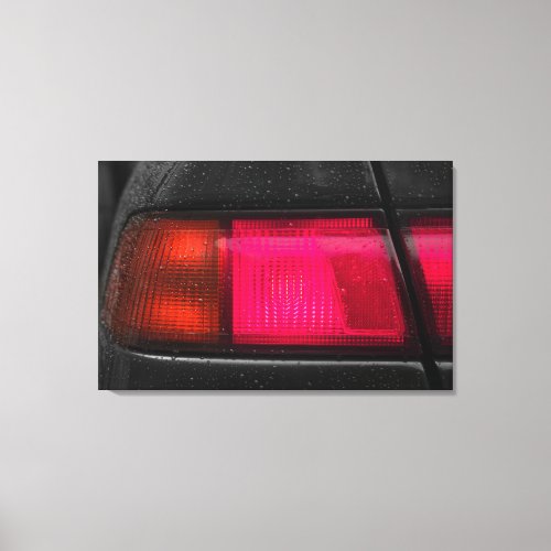 Car lamp in rain canvas print