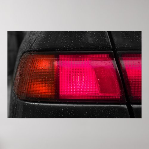 Car lamp in rain poster