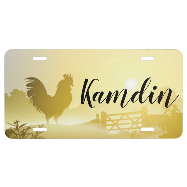 Car License Plate Sunny Morning Farm Country Rusti (Front)