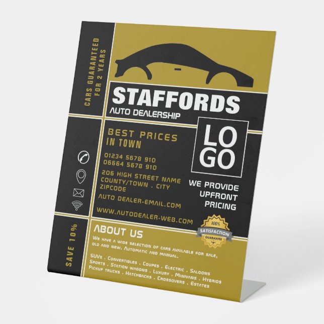 Car Logo, Auto Dealership Advertising Pedestal Sign (Front)